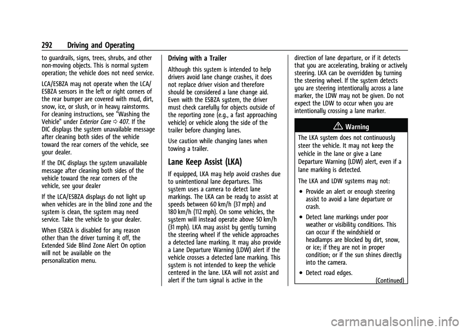 CHEVROLET SILVERADO 1500 2023  Owners Manual Chevrolet Silverado 1500 Owner Manual (GMNA-Localizing-U.S./Canada/
Mexico/Paraguay-16515119) - 2023 - CRC - 6/2/22
292 Driving and Operating
to guardrails, signs, trees, shrubs, and other
non-moving 