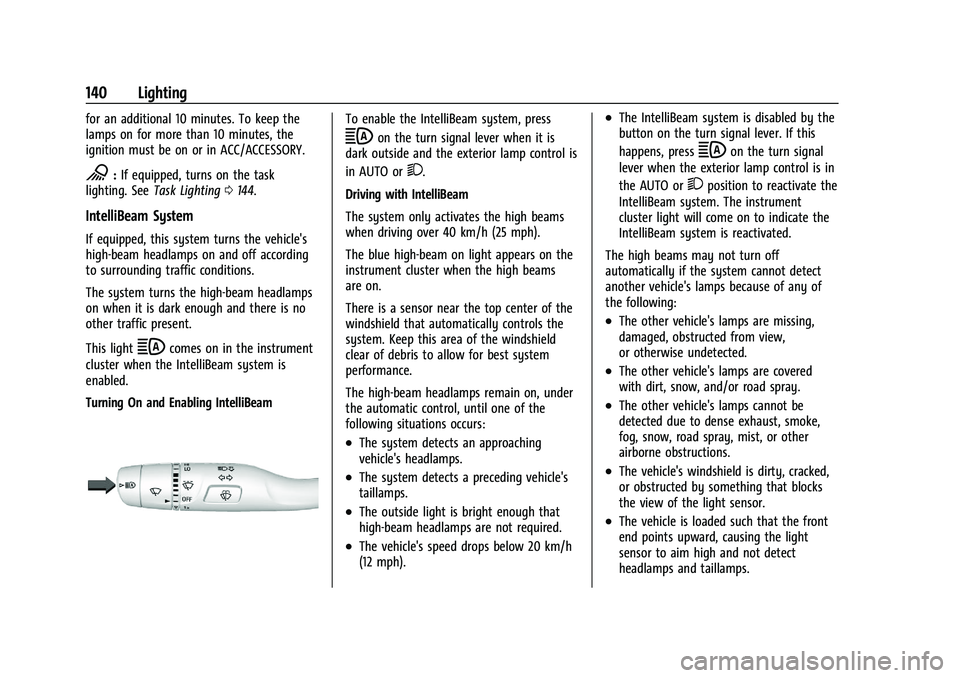 CHEVROLET SILVERADO 2500 2022 Owners Manual Chevrolet Silverado 2500 HD/3500 HD Owner Manual (GMNA-Localizing-U.
S./Canada/Mexico-15546003) - 2022 - CRC - 5/5/21
140 Lighting
for an additional 10 minutes. To keep the
lamps on for more than 10 m CHEVROLET SILVERADO 2500 2022 Owners Manual Chevrolet Silverado 2500 HD/3500 HD Owner Manual (GMNA-Localizing-U.
S./Canada/Mexico-15546003) - 2022 - CRC - 5/5/21
140 Lighting
for an additional 10 minutes. To keep the
lamps on for more than 10 m
