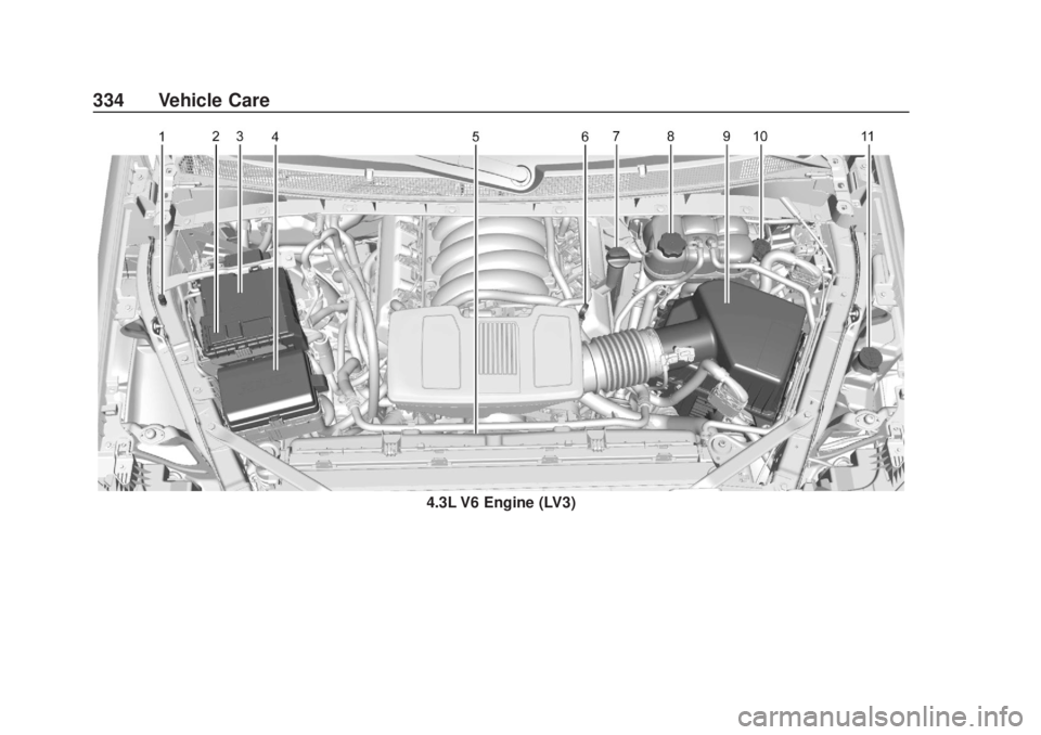 CHEVROLET SILVERADO 2500 2020  Owners Manual Chevrolet Silverado Owner Manual (GMNA-Localizing-U.S./Canada/Mexico-
13337620) - 2020 - CRC - 4/10/19
334 Vehicle Care
4.3L V6 Engine (LV3) 