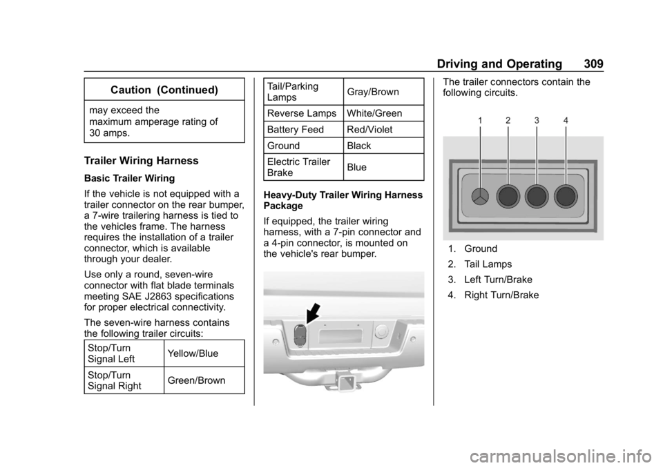 CHEVROLET SILVERADO 2500 2019  Owners Manual Chevrolet Silverado LD 1500 and Silverado 2500/3500 Owner Manual (GMNA-
Localizing-U.S./Canada-12162993) - 2019 - crc - 4/4/18
Driving and Operating 309
Caution (Continued)
may exceed the
maximum ampe
