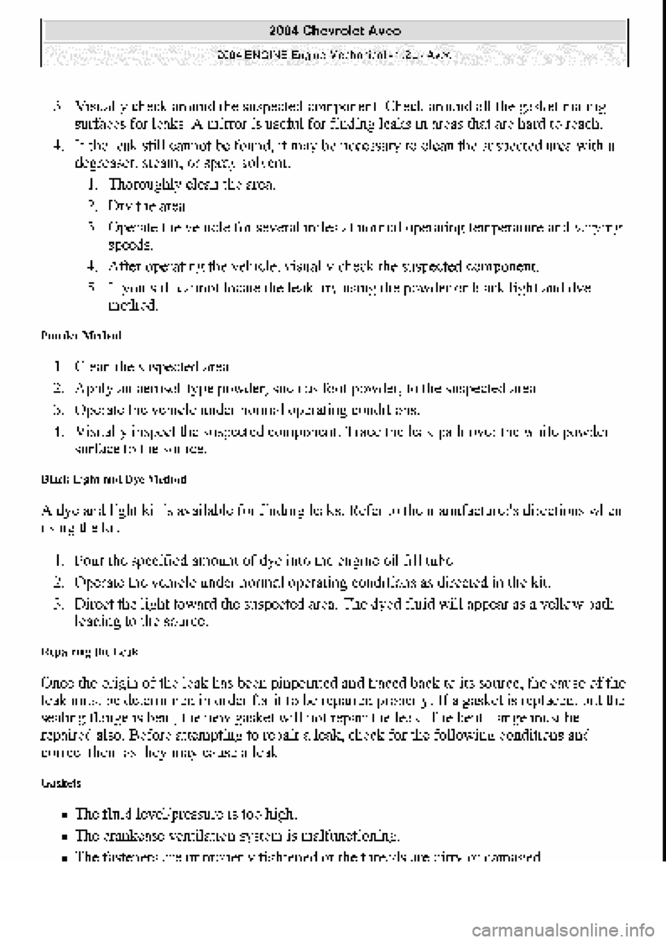 CHEVROLET AVEO 2002  Service Repair Manual 