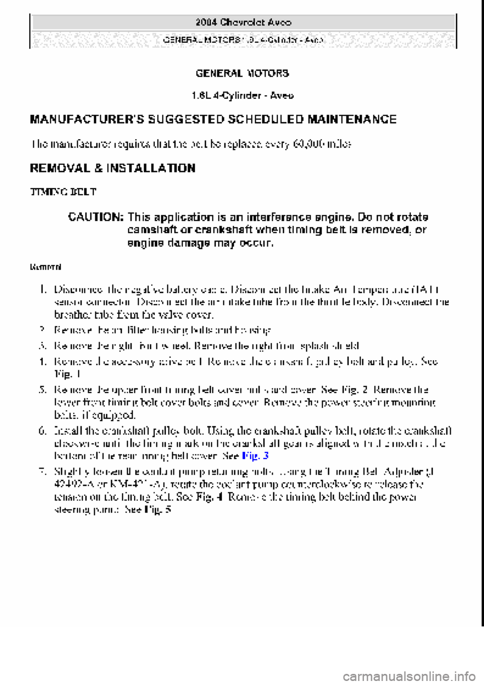 CHEVROLET AVEO 2002  Service Repair Manual 