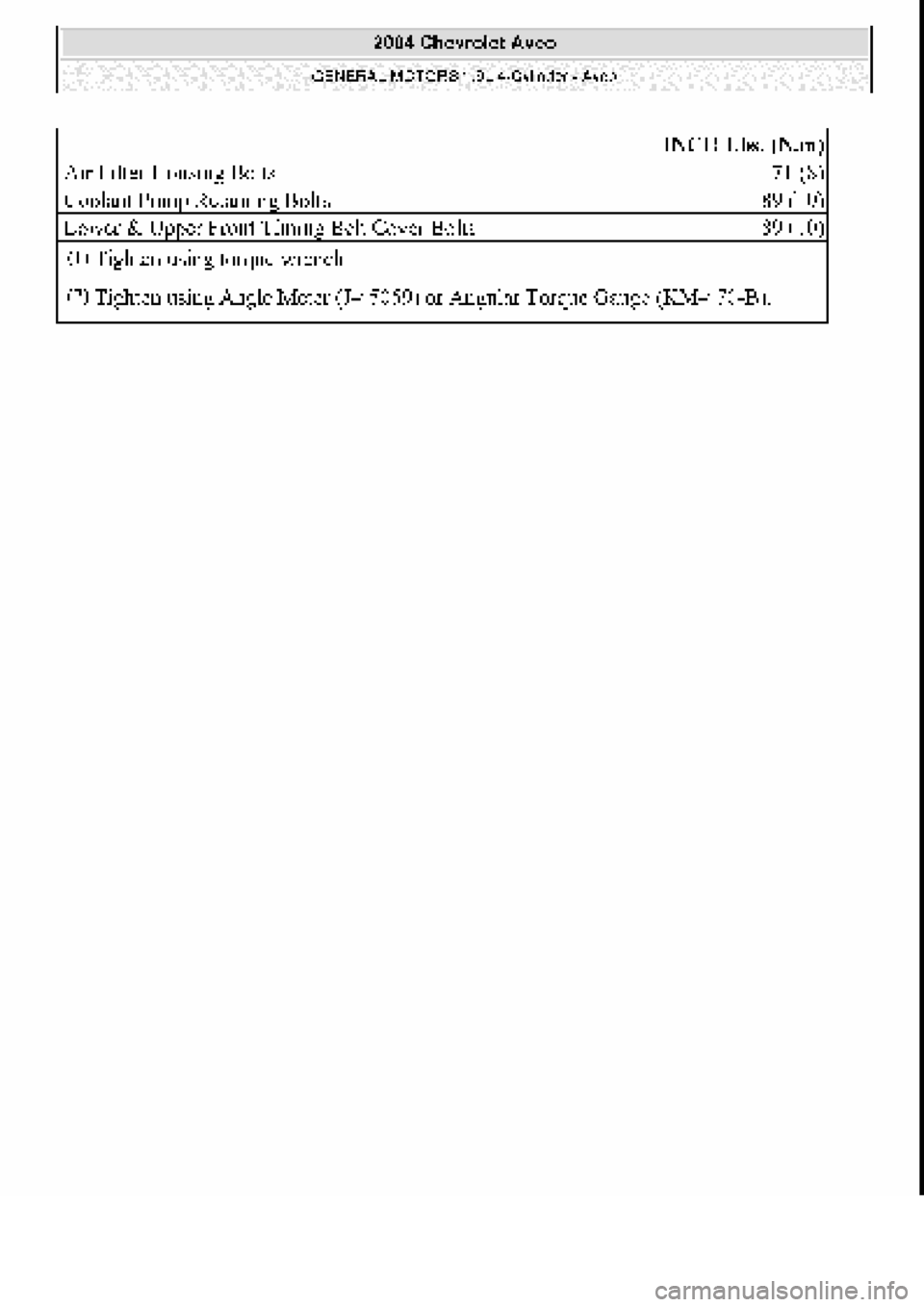 CHEVROLET AVEO 2002  Service Repair Manual 