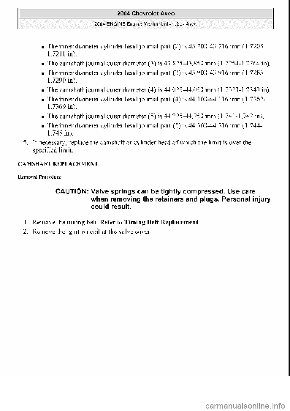 CHEVROLET AVEO 2002  Service Repair Manual 