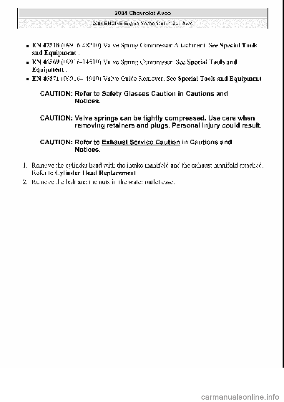 CHEVROLET AVEO 2002  Service Repair Manual 