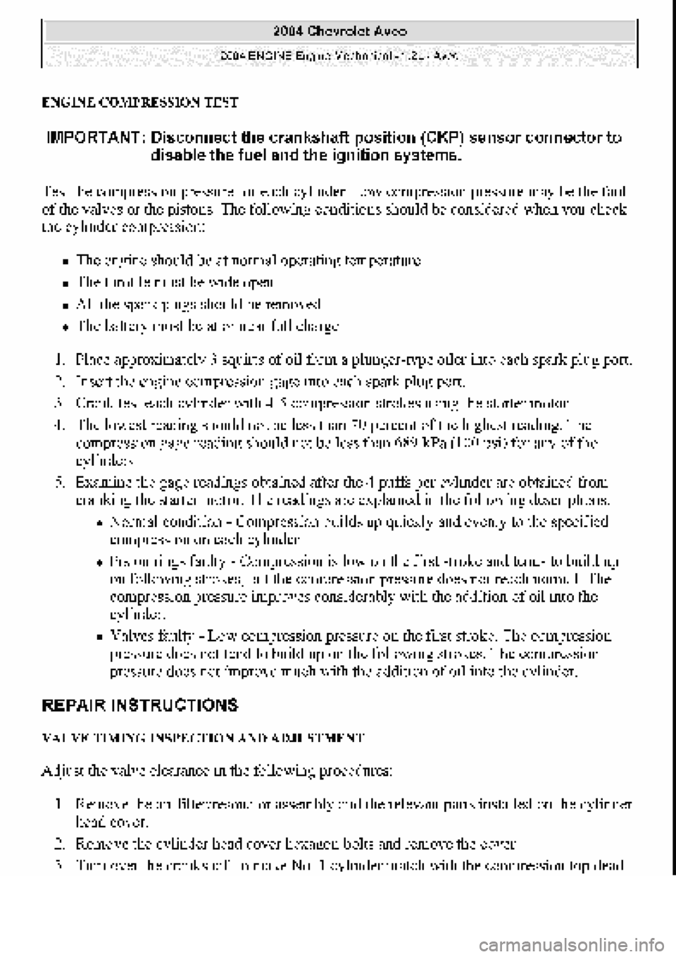 CHEVROLET AVEO 2002  Service Repair Manual 