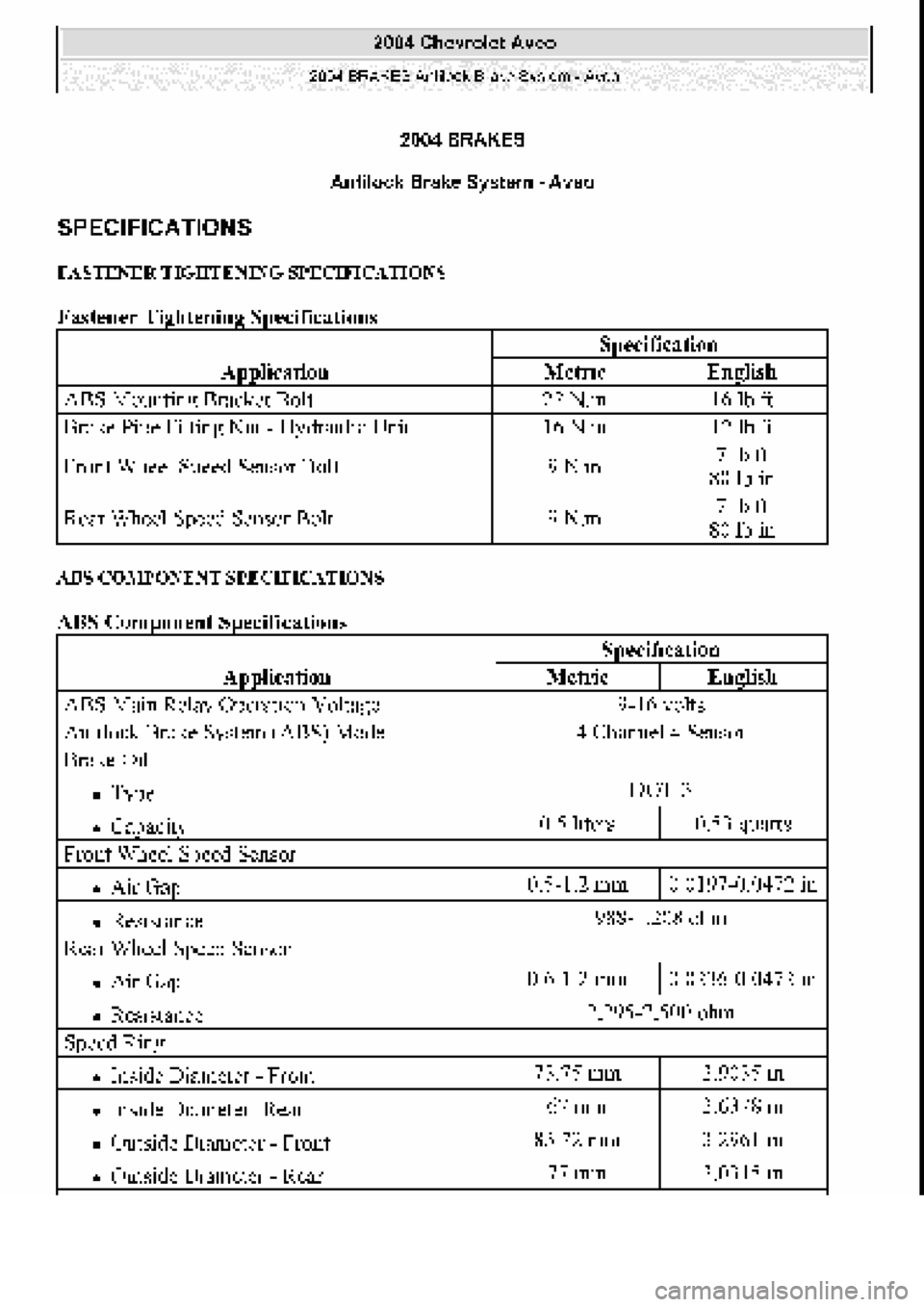 CHEVROLET AVEO 2002  Service Repair Manual 