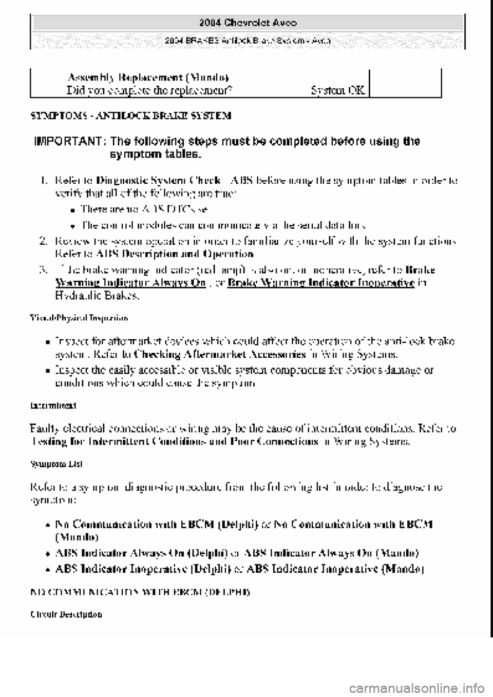 CHEVROLET AVEO 2002  Service Repair Manual 