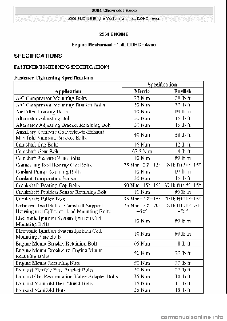 CHEVROLET AVEO 2002  Service Repair Manual 
