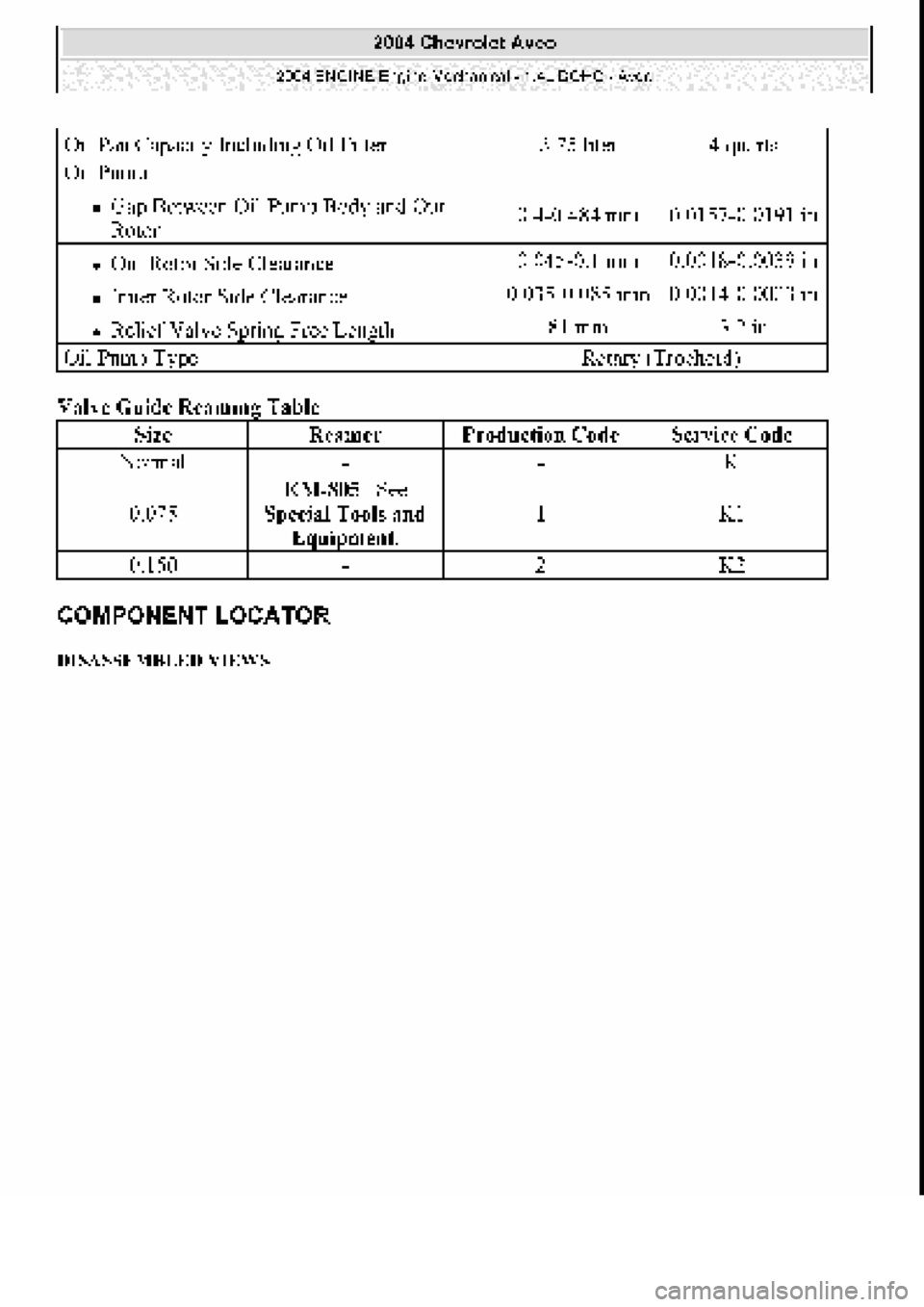CHEVROLET AVEO 2002  Service Repair Manual 