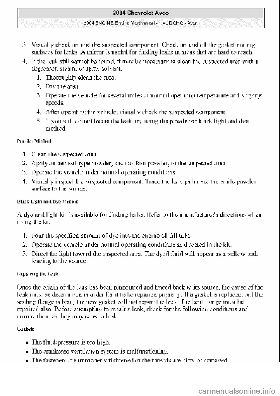 CHEVROLET AVEO 2002  Service Repair Manual 