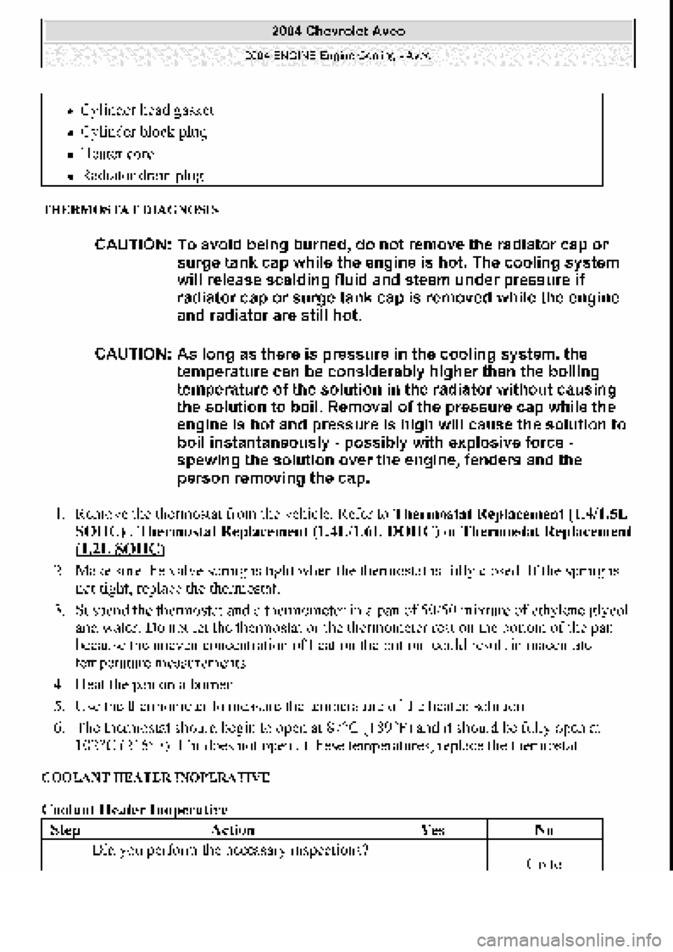 CHEVROLET AVEO 2002  Service Repair Manual 