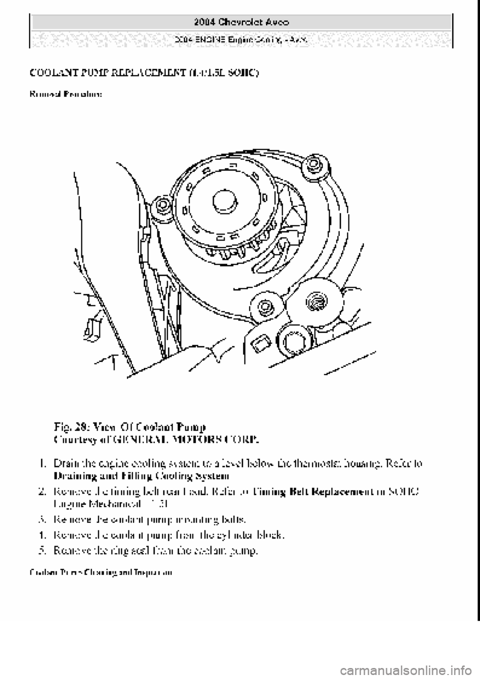 CHEVROLET AVEO 2002  Service Repair Manual 
