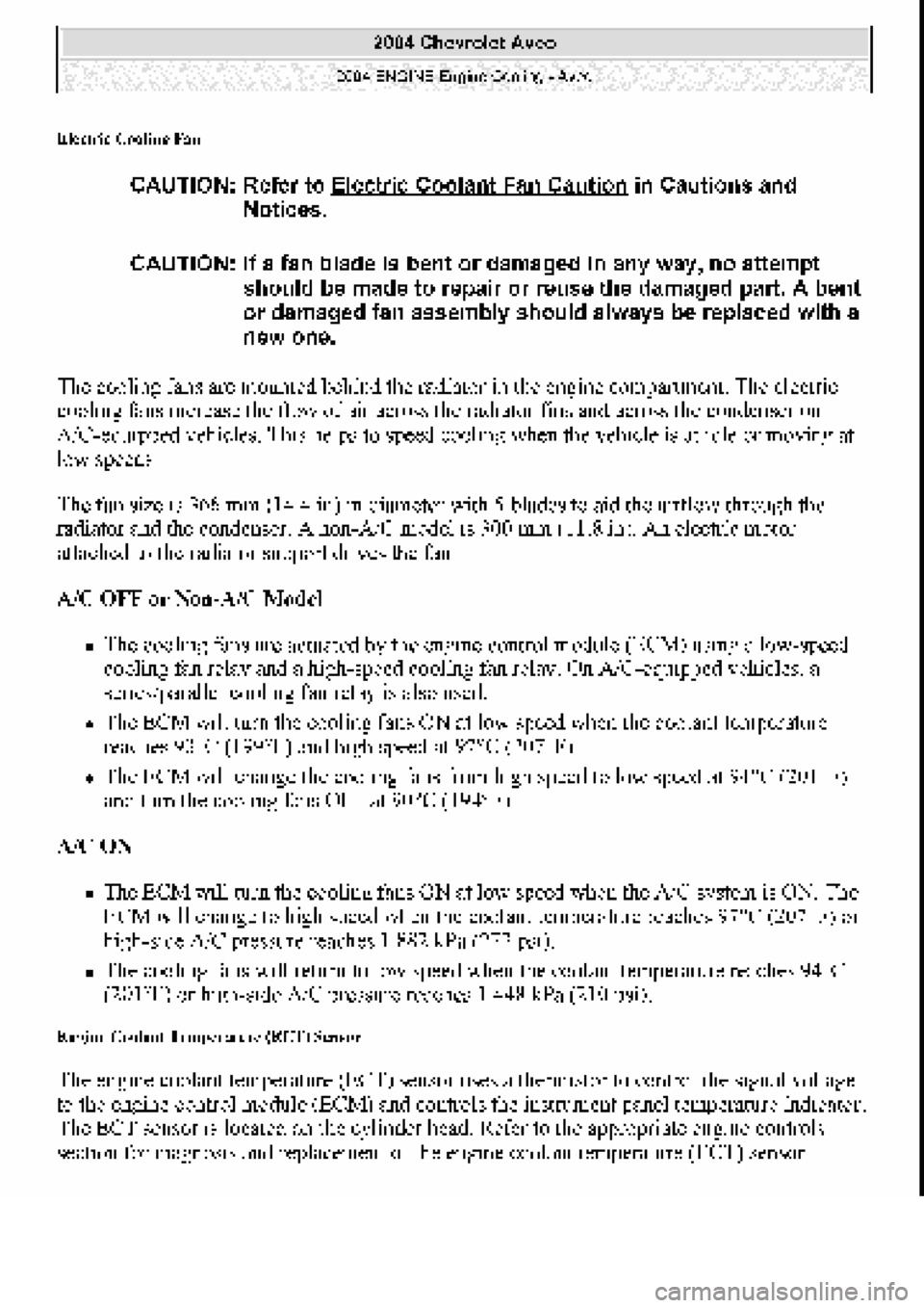 CHEVROLET AVEO 2002  Service Repair Manual 