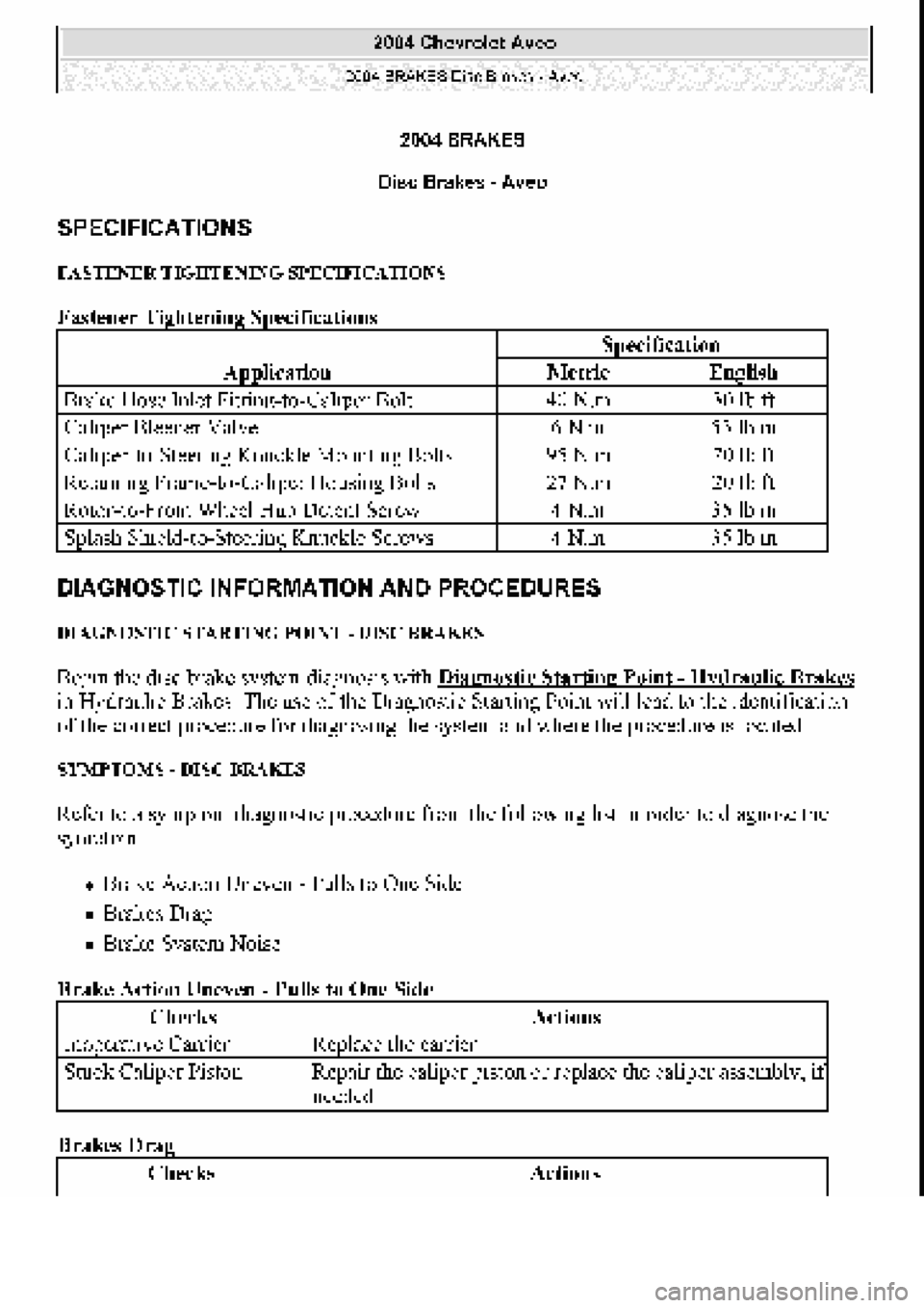 CHEVROLET AVEO 2002  Service Repair Manual 