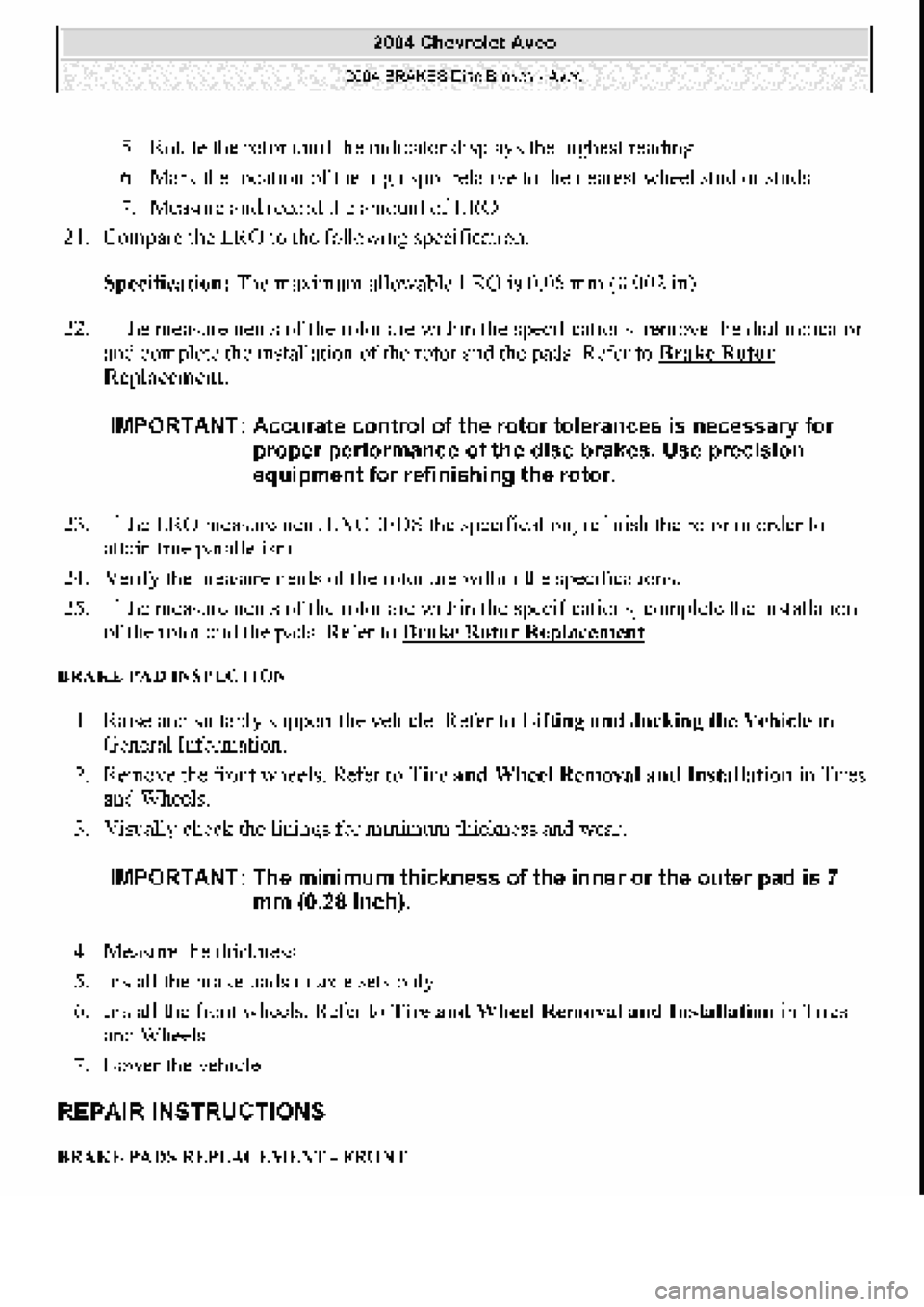 CHEVROLET AVEO 2002  Service Repair Manual 