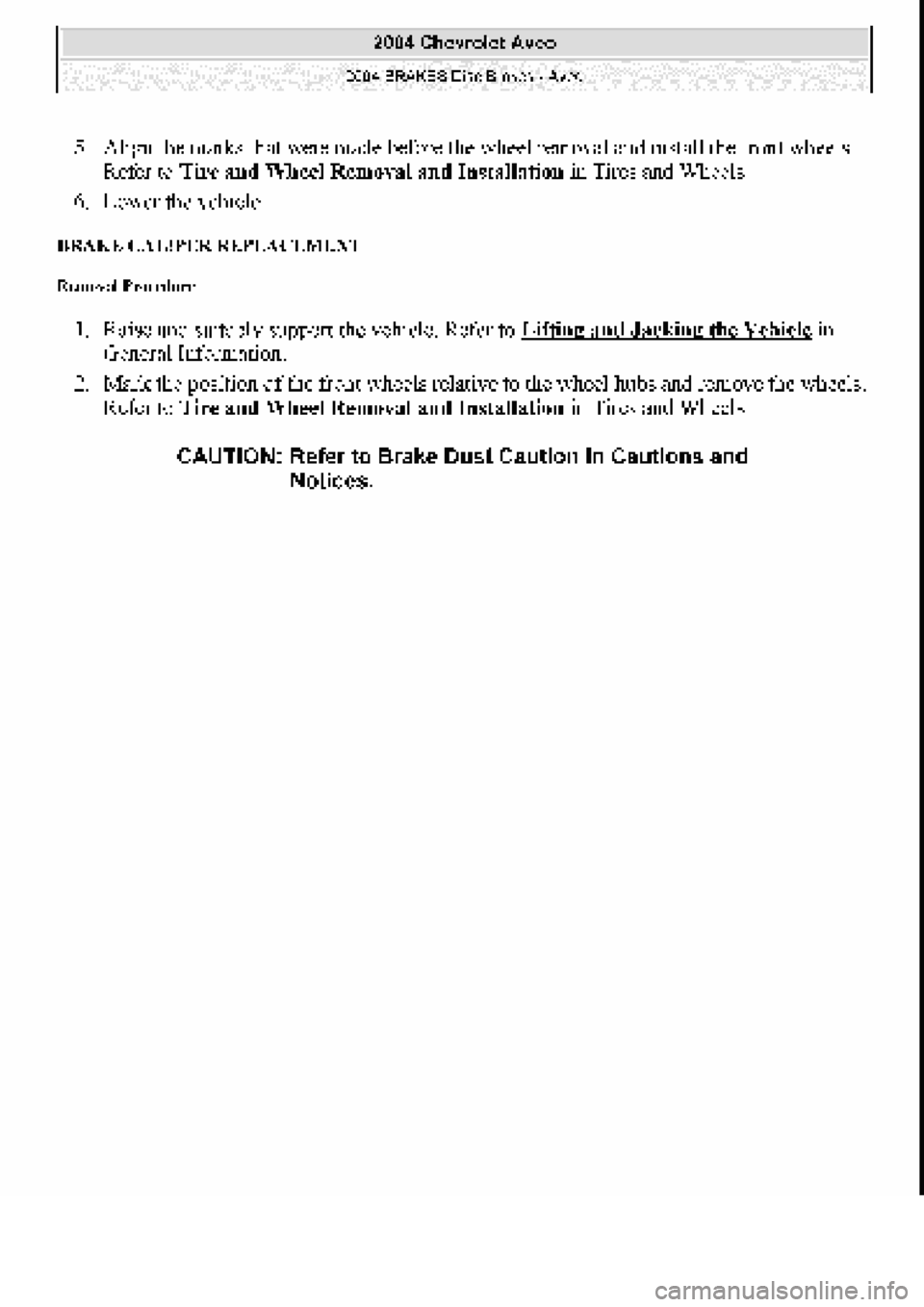 CHEVROLET AVEO 2002  Service Repair Manual 