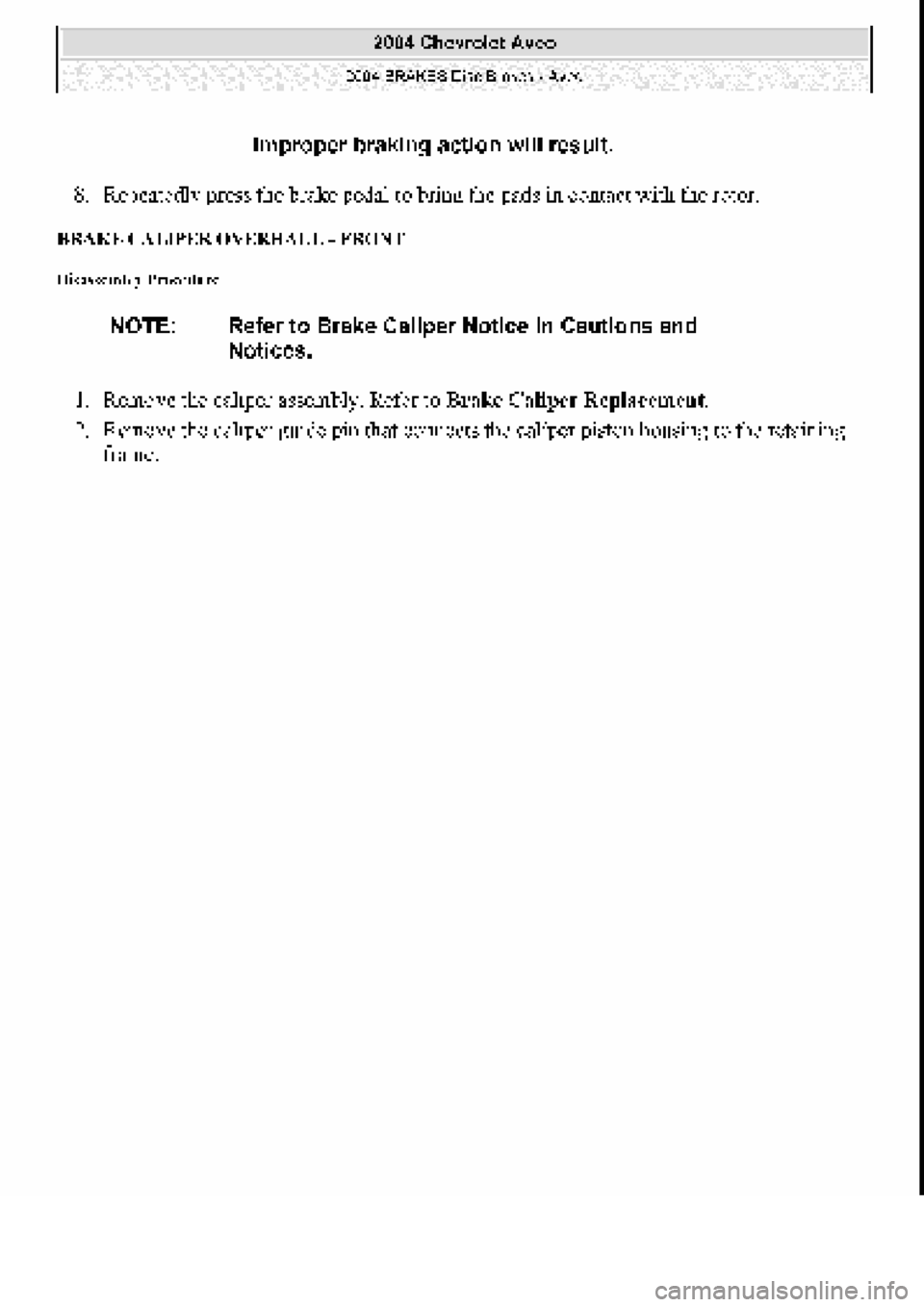 CHEVROLET AVEO 2002  Service Repair Manual 
