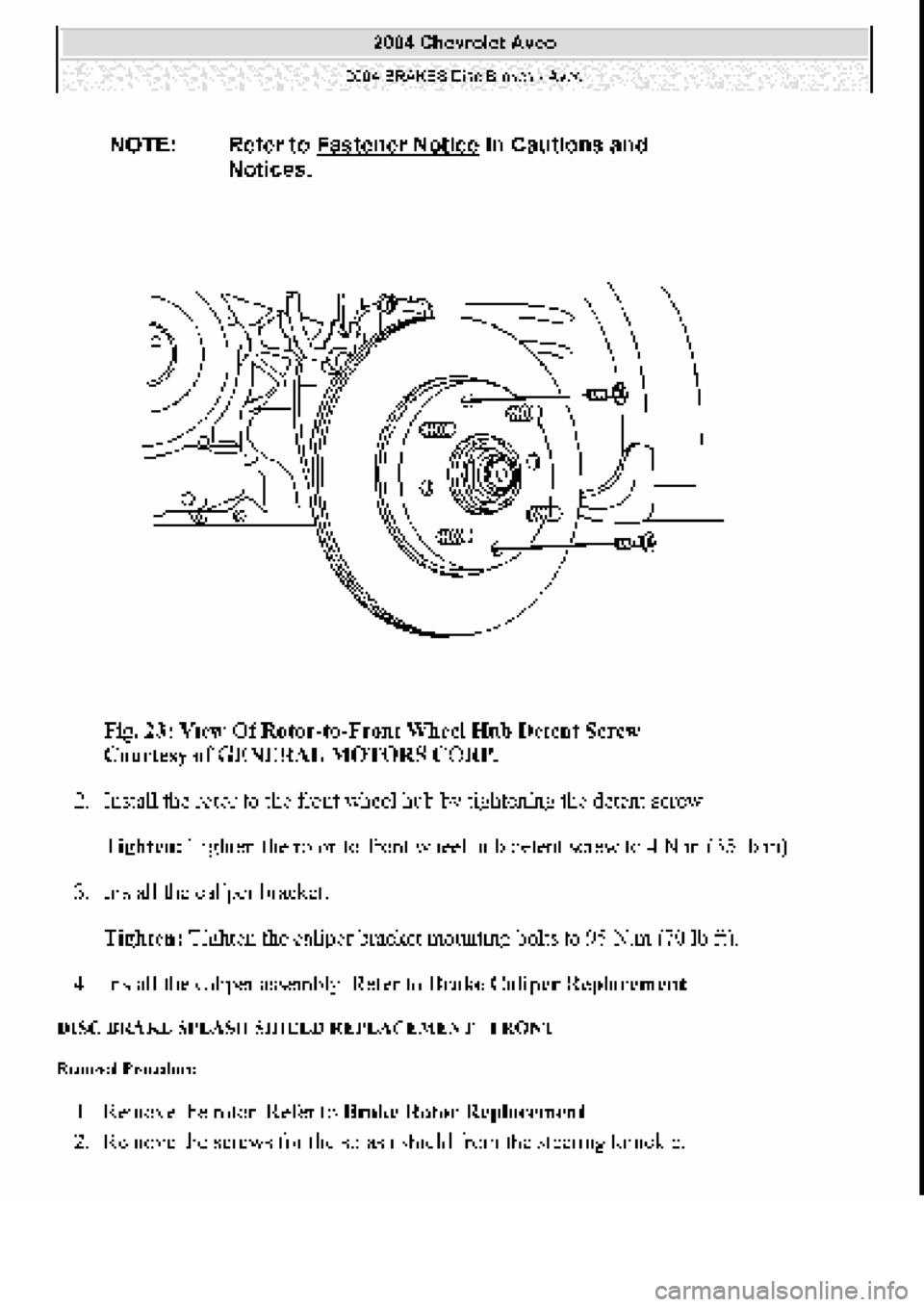 CHEVROLET AVEO 2002  Service Repair Manual 