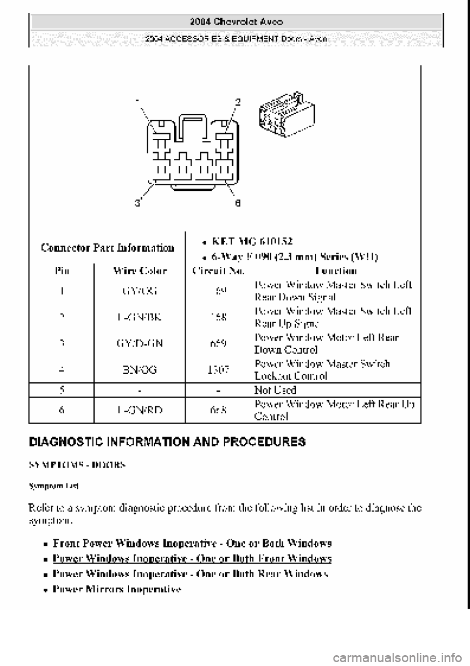 CHEVROLET AVEO 2002  Service Repair Manual 
