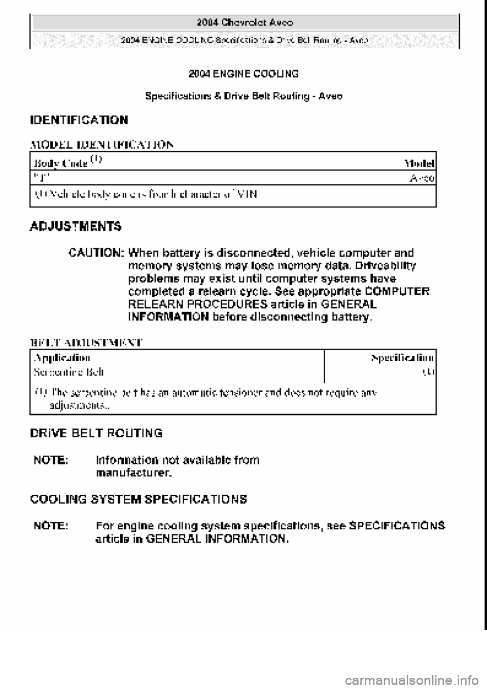 CHEVROLET AVEO 2002  Service Repair Manual 