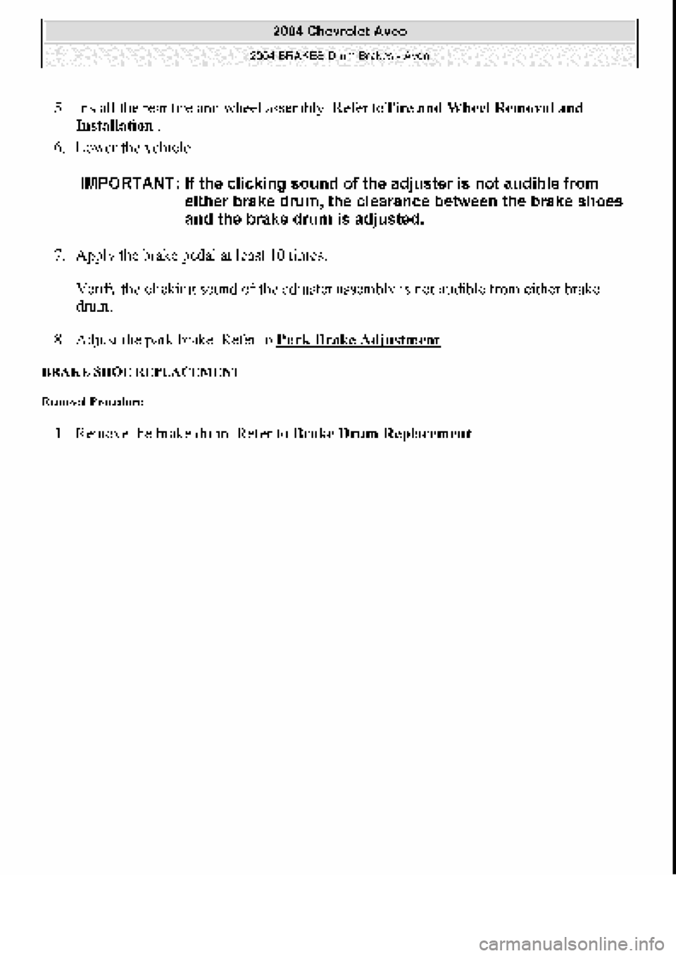 CHEVROLET AVEO 2002  Service Repair Manual 