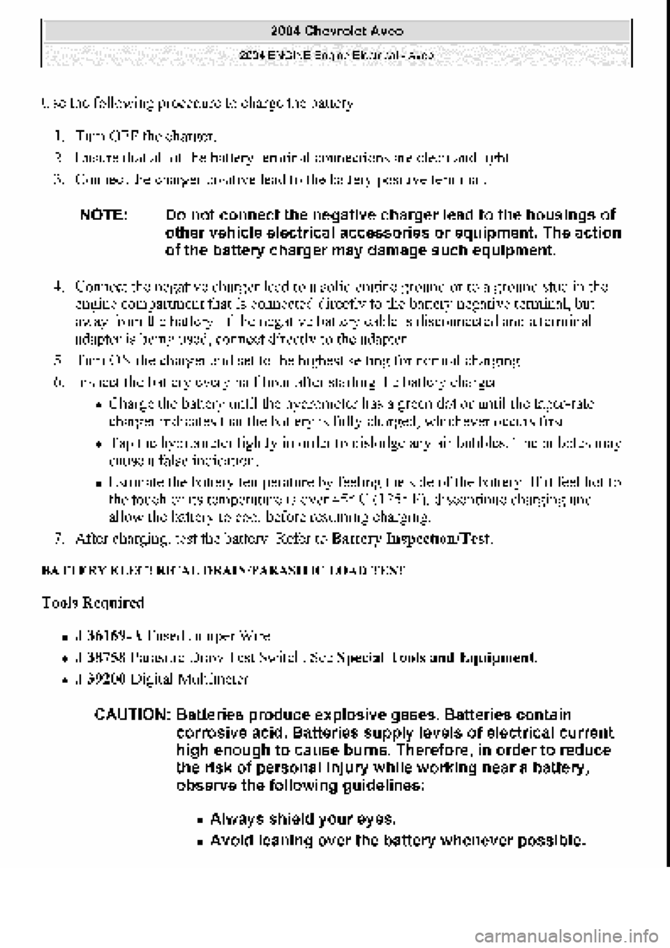 CHEVROLET AVEO 2002  Service Repair Manual 