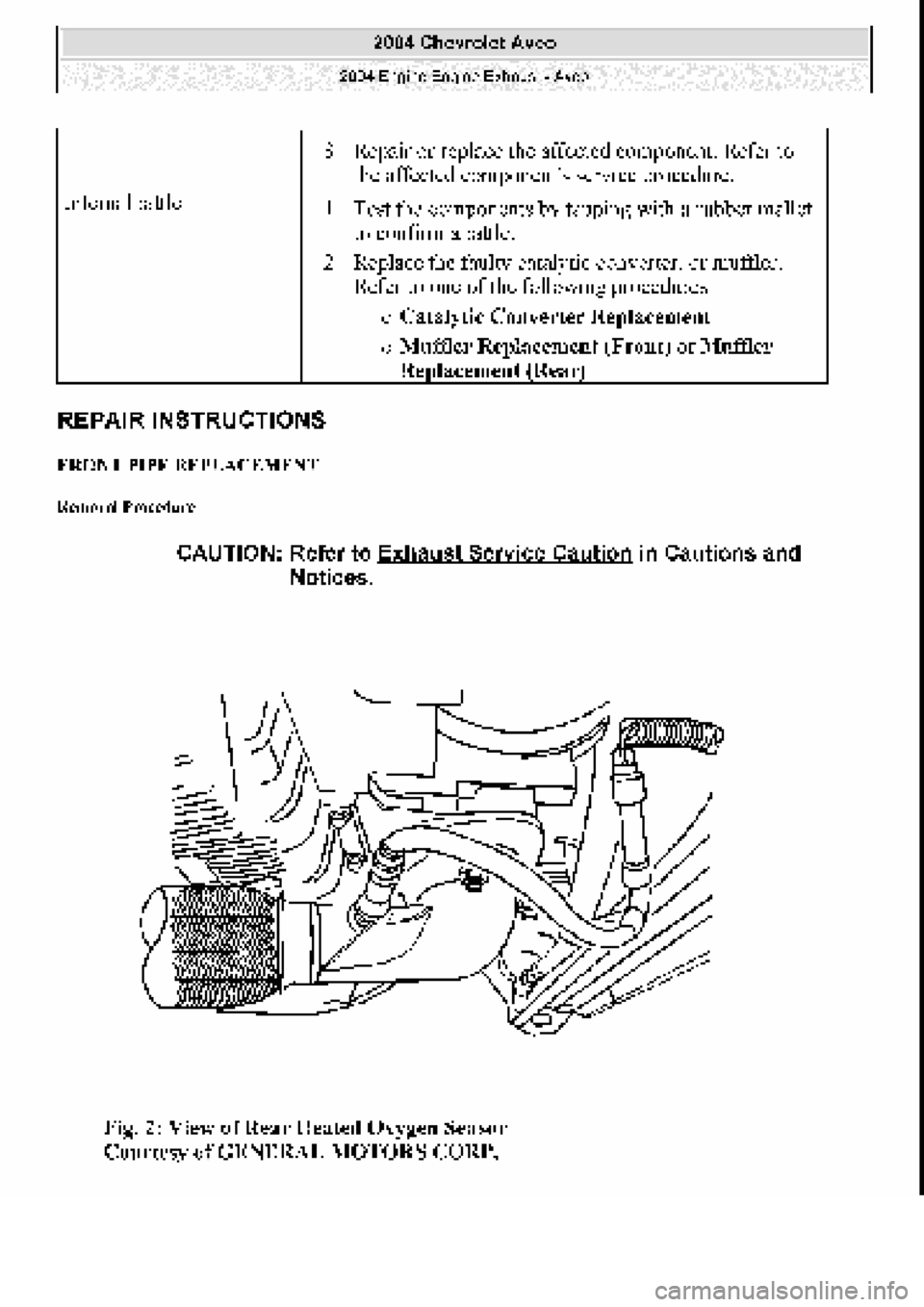 CHEVROLET AVEO 2002  Service Repair Manual 