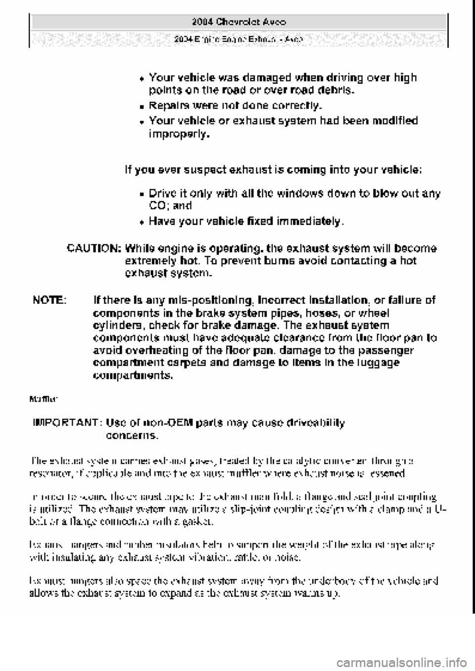 CHEVROLET AVEO 2002  Service Repair Manual 