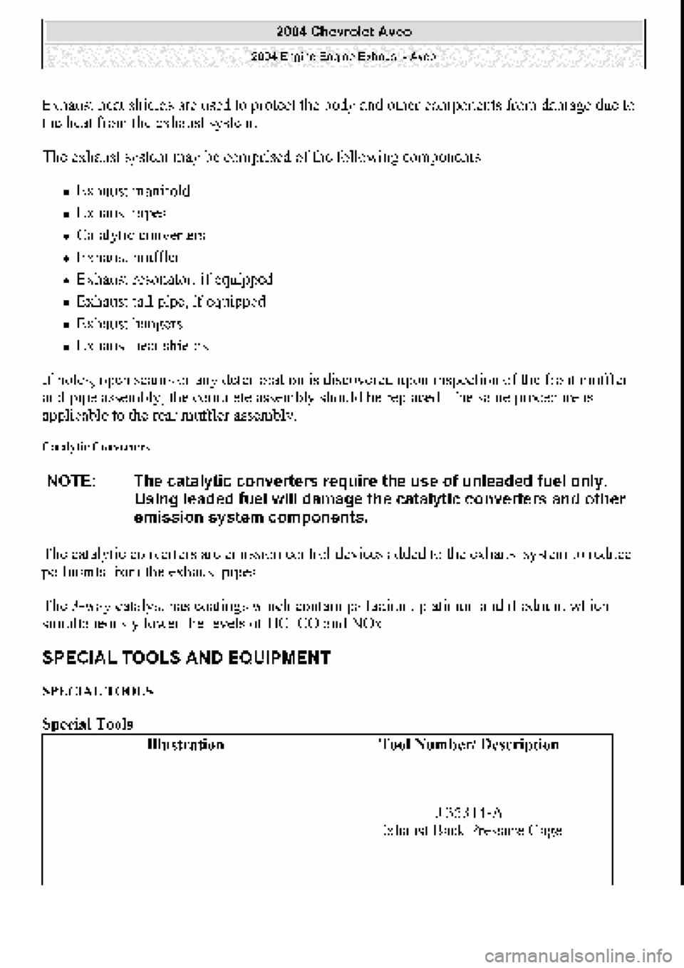 CHEVROLET AVEO 2002  Service Repair Manual 