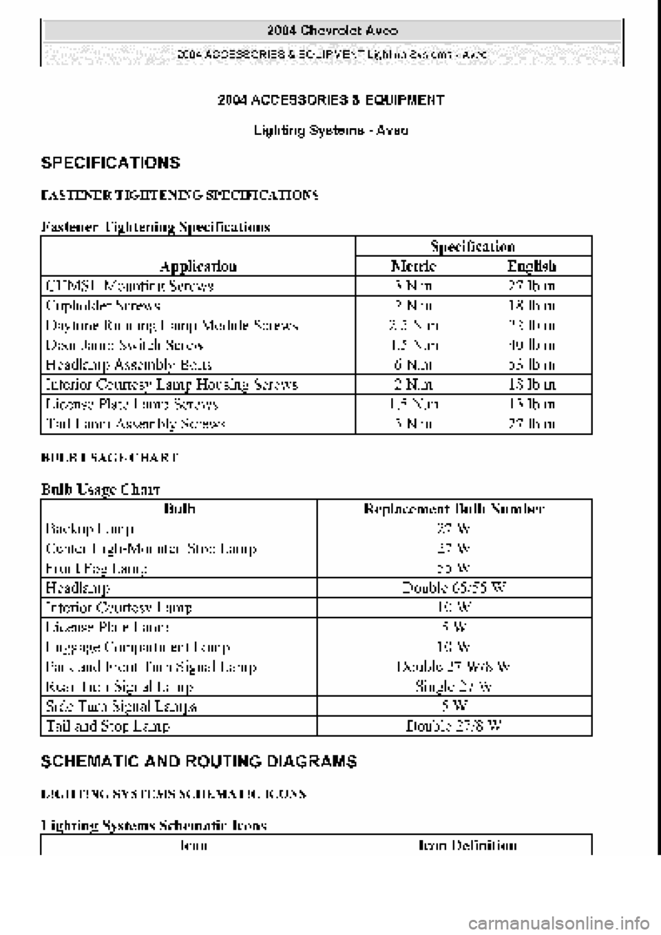 CHEVROLET AVEO 2002  Service Repair Manual 