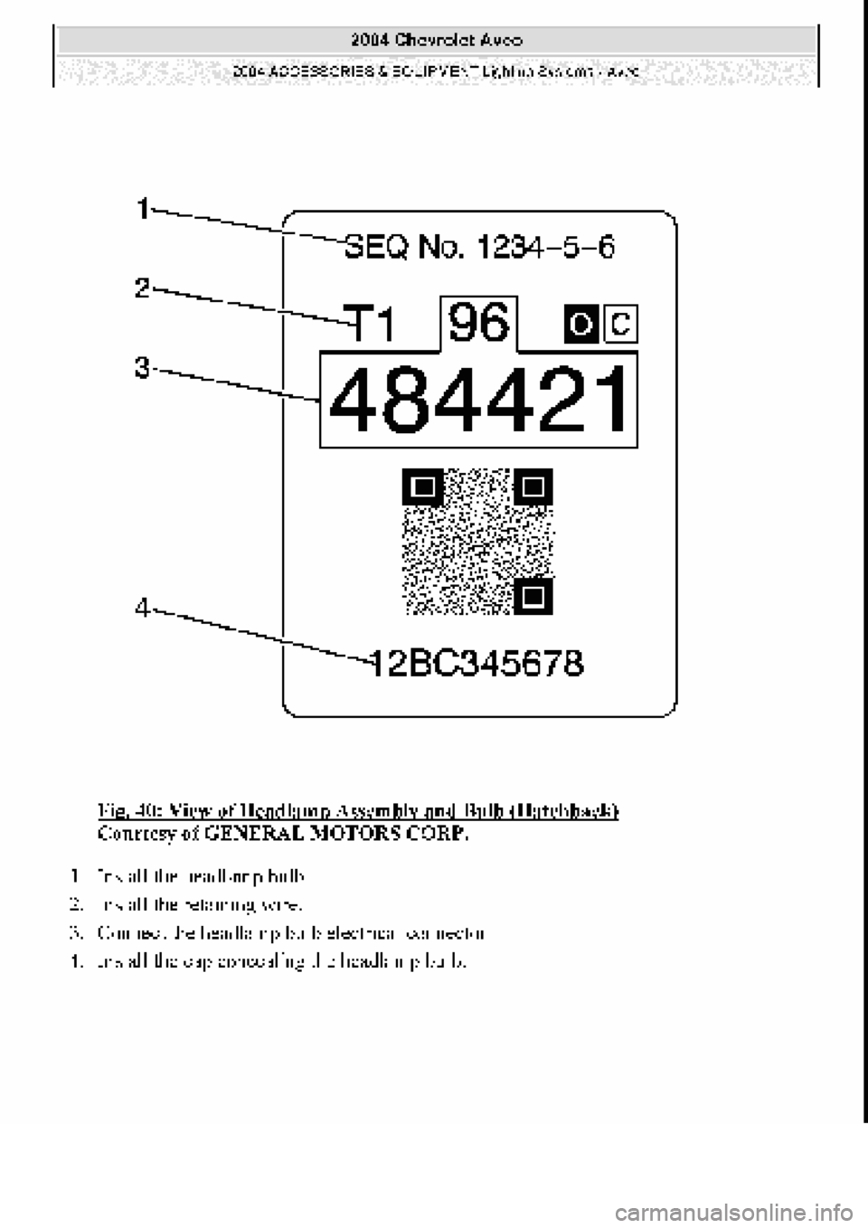 CHEVROLET AVEO 2002  Service Repair Manual 