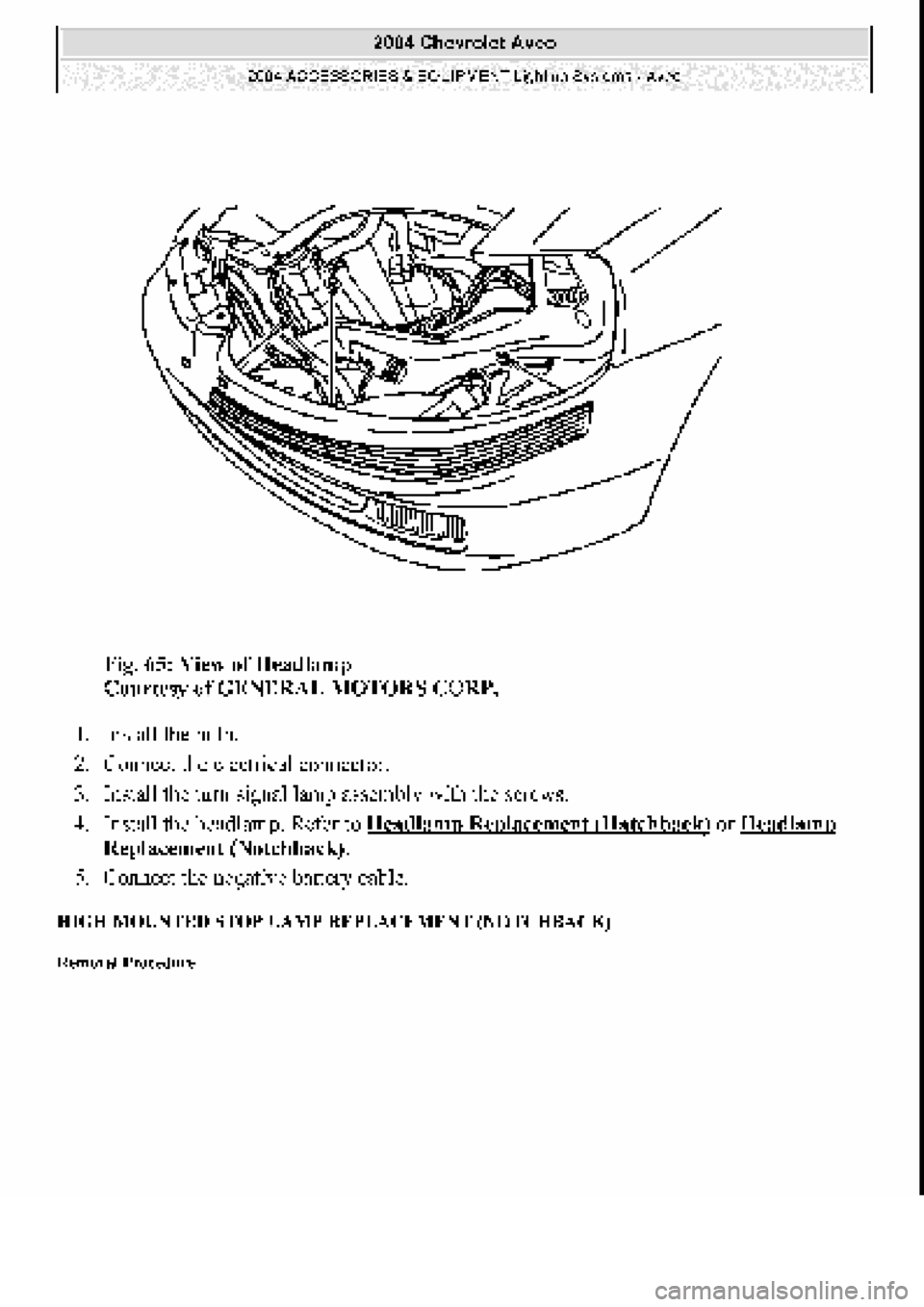 CHEVROLET AVEO 2002  Service Repair Manual 