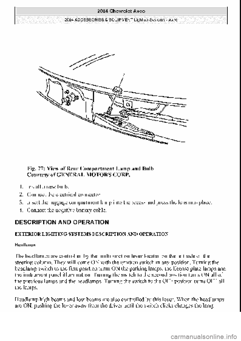 CHEVROLET AVEO 2002  Service Repair Manual 