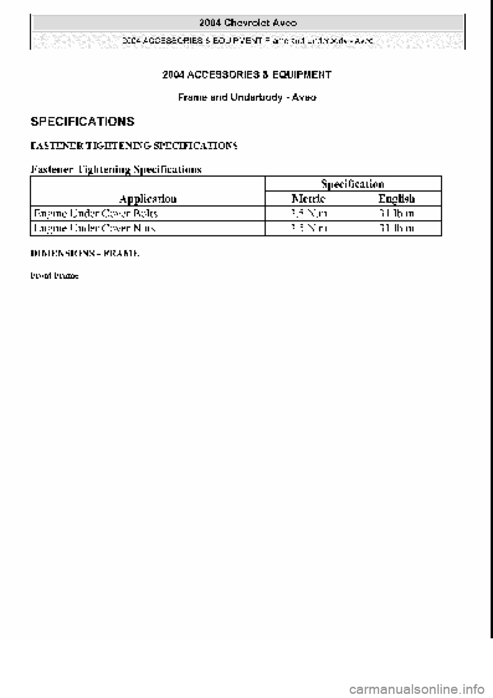 CHEVROLET AVEO 2002  Service Repair Manual 