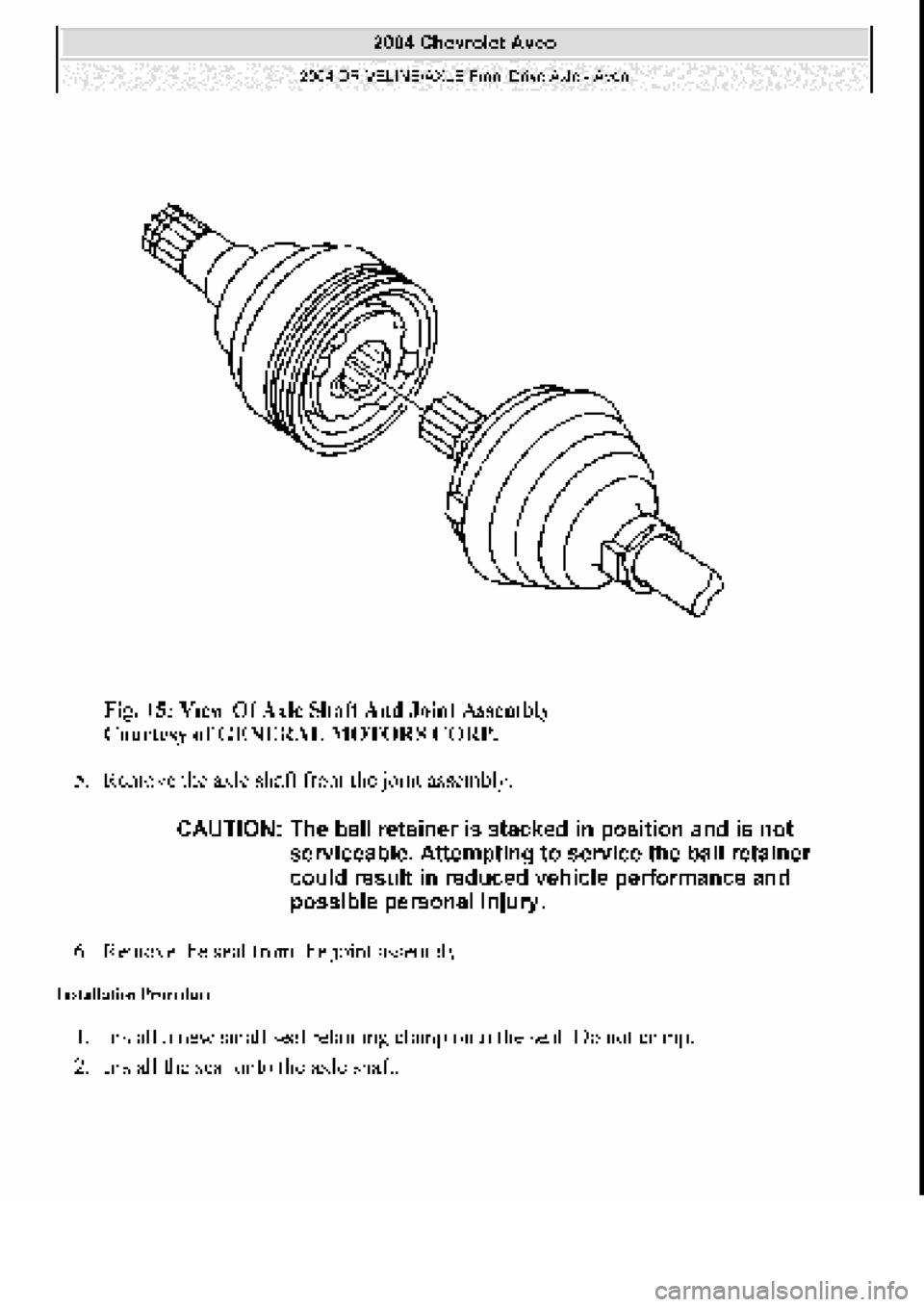 CHEVROLET AVEO 2002  Service Repair Manual 