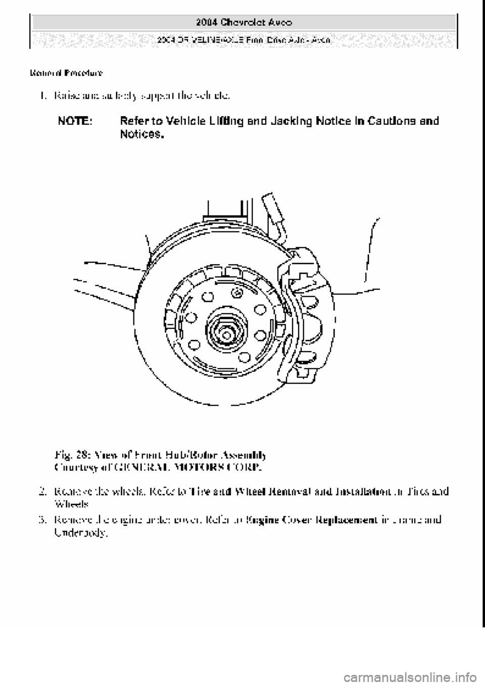 CHEVROLET AVEO 2002  Service Repair Manual 