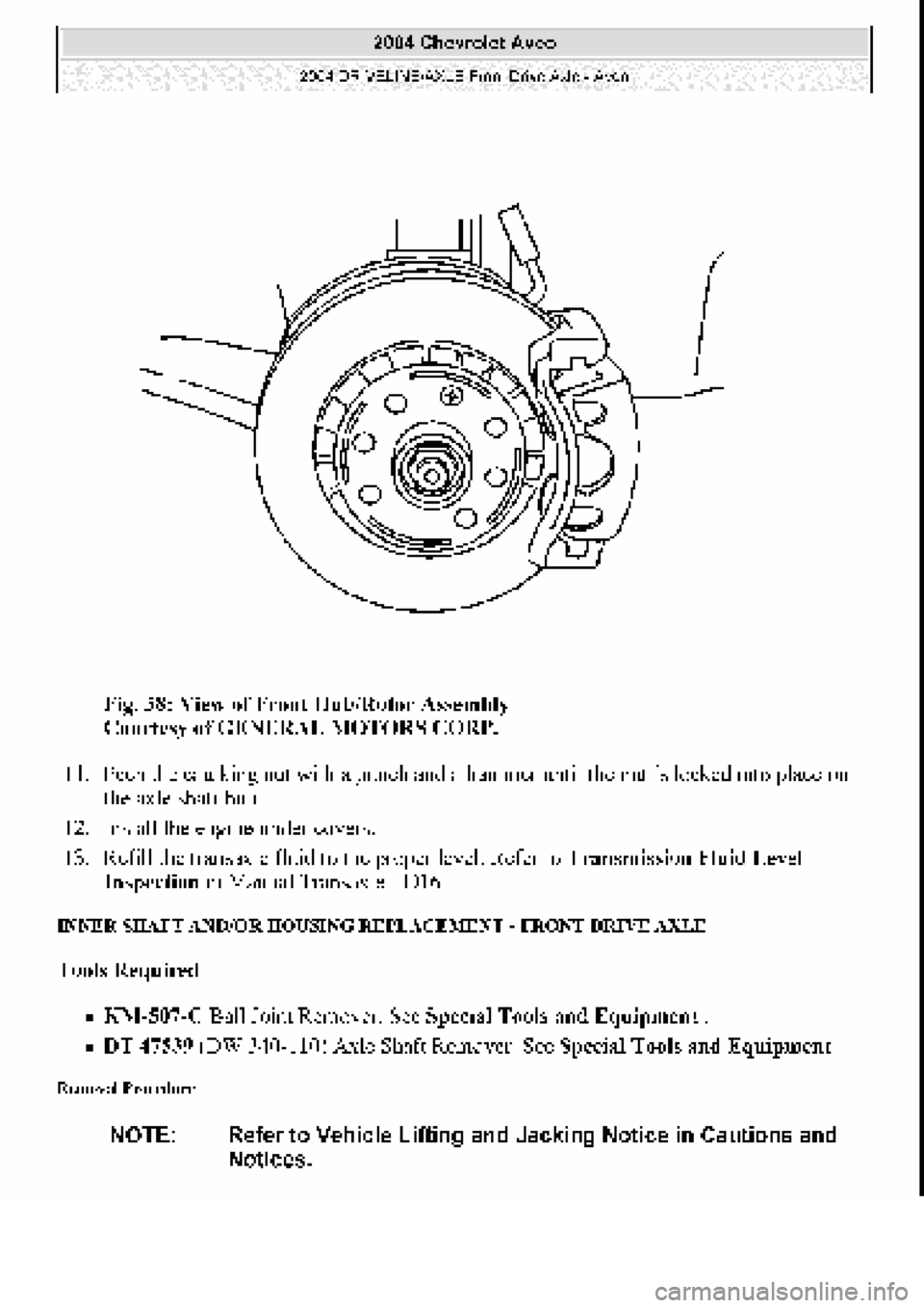 CHEVROLET AVEO 2002  Service Repair Manual 