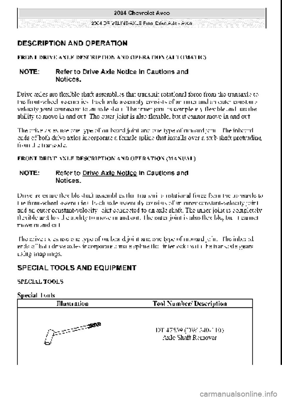 CHEVROLET AVEO 2002  Service Repair Manual 