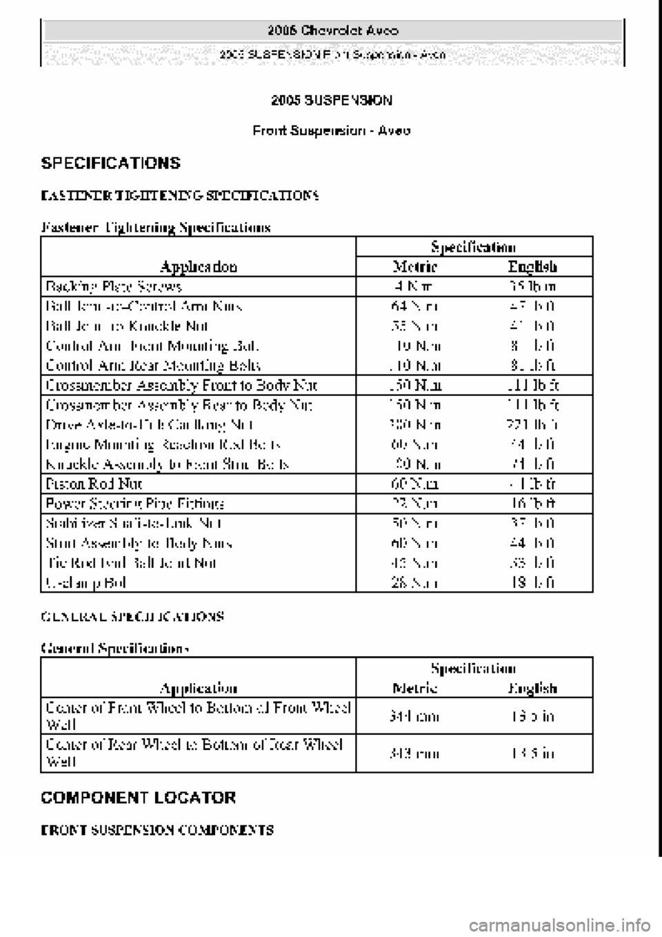 CHEVROLET AVEO 2002  Service Repair Manual 