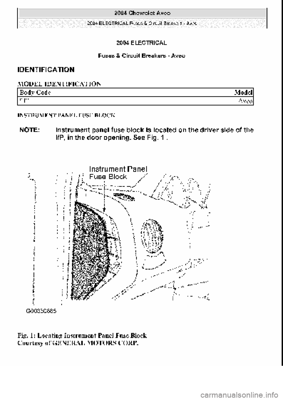CHEVROLET AVEO 2002  Service Repair Manual 