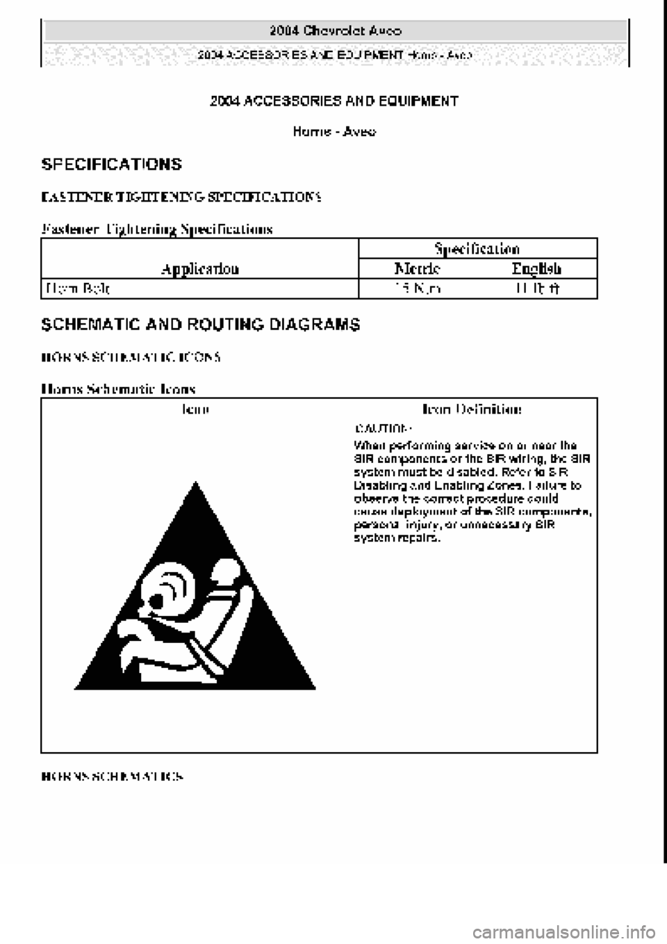 CHEVROLET AVEO 2002  Service Repair Manual 