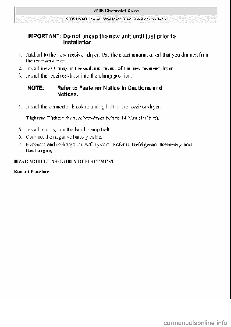 CHEVROLET AVEO 2002  Service Repair Manual 