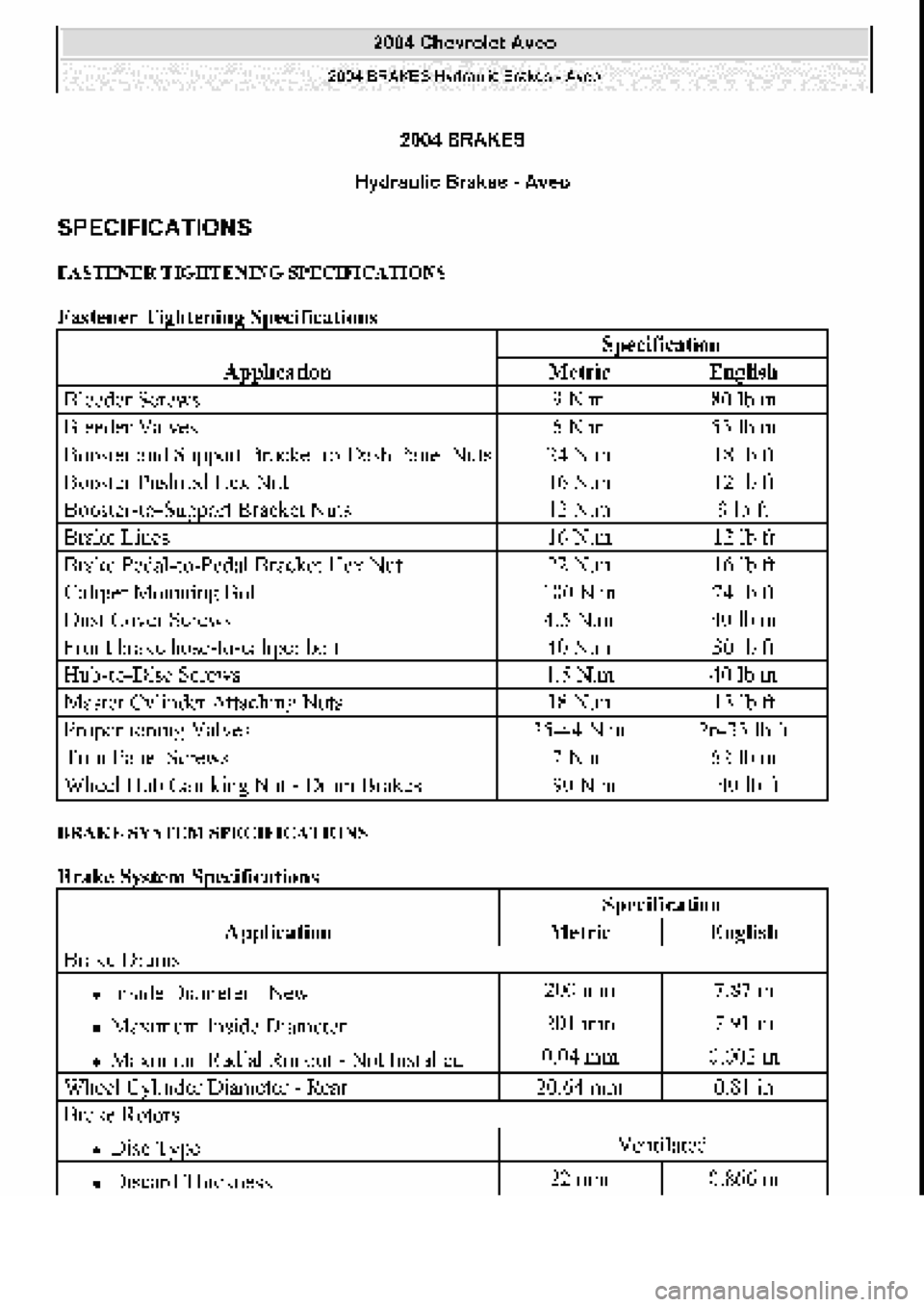 CHEVROLET AVEO 2002  Service Repair Manual 