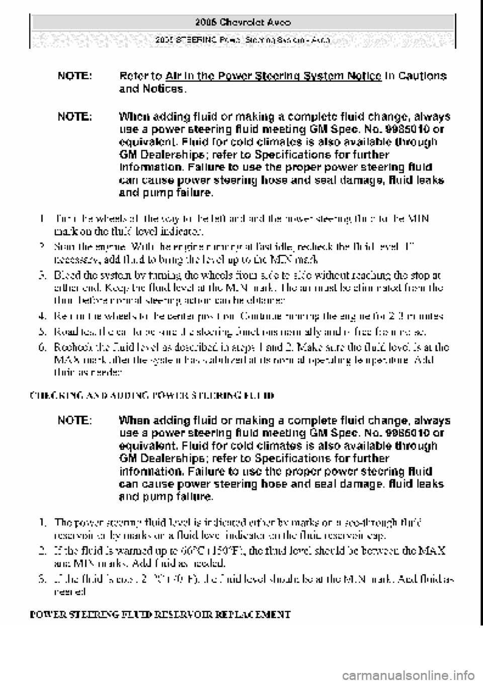 CHEVROLET AVEO 2002  Service Repair Manual 