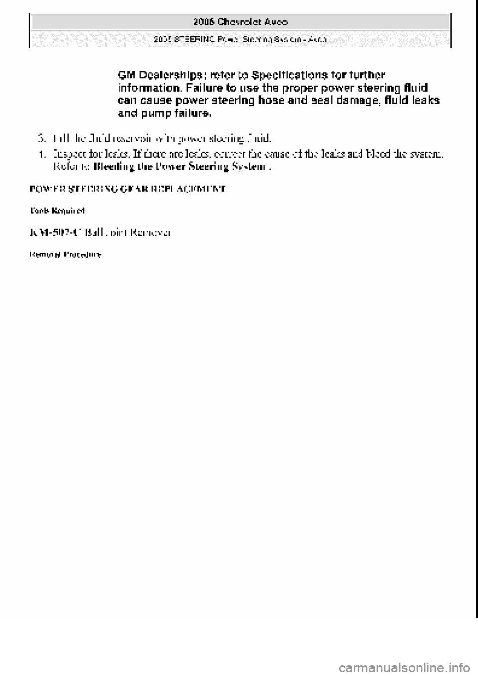 CHEVROLET AVEO 2002  Service Repair Manual 