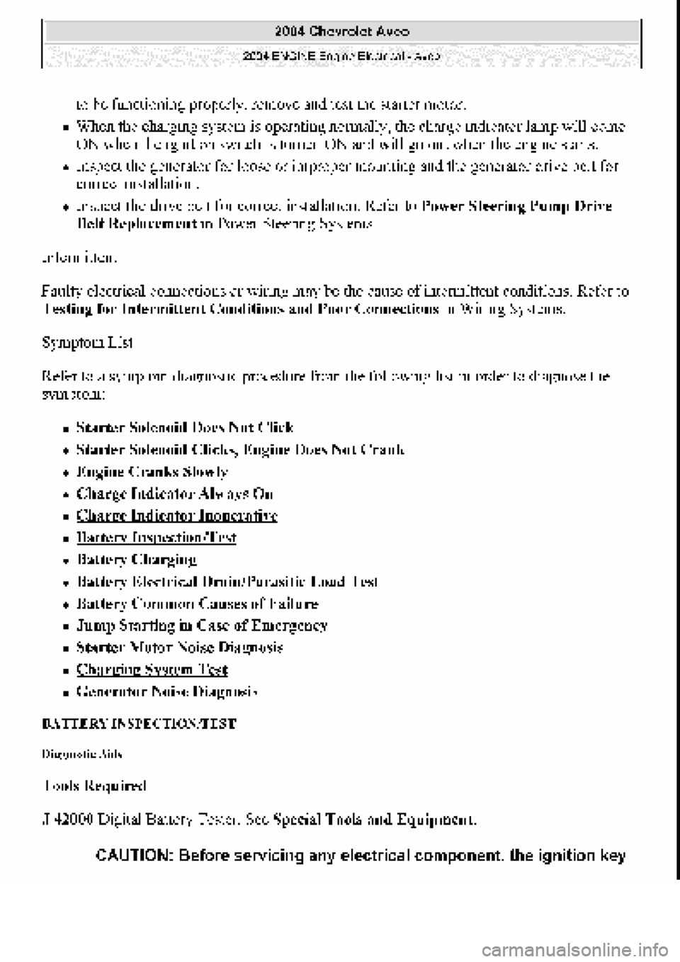 CHEVROLET AVEO 2002  Service Repair Manual 