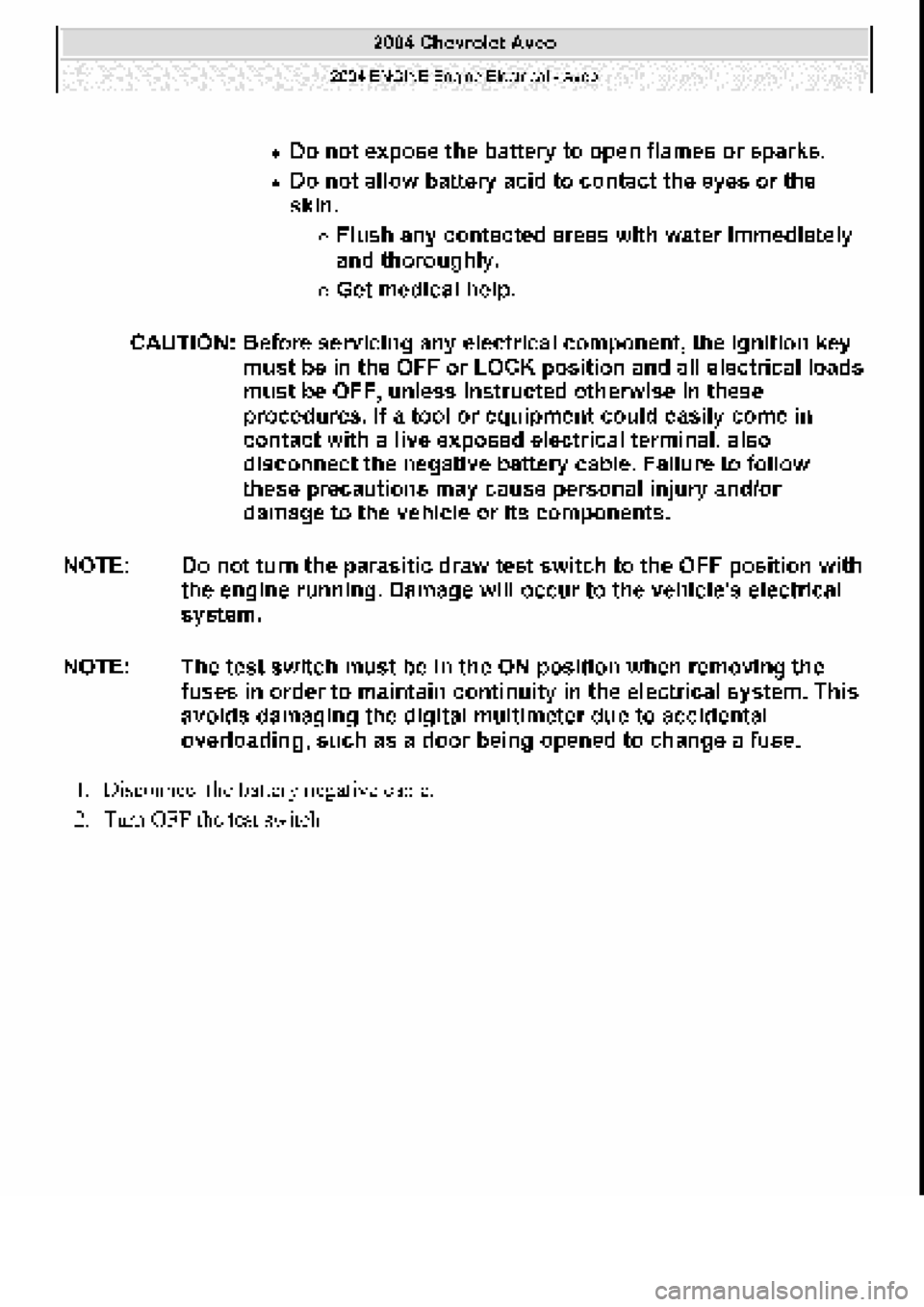 CHEVROLET AVEO 2002  Service Repair Manual 