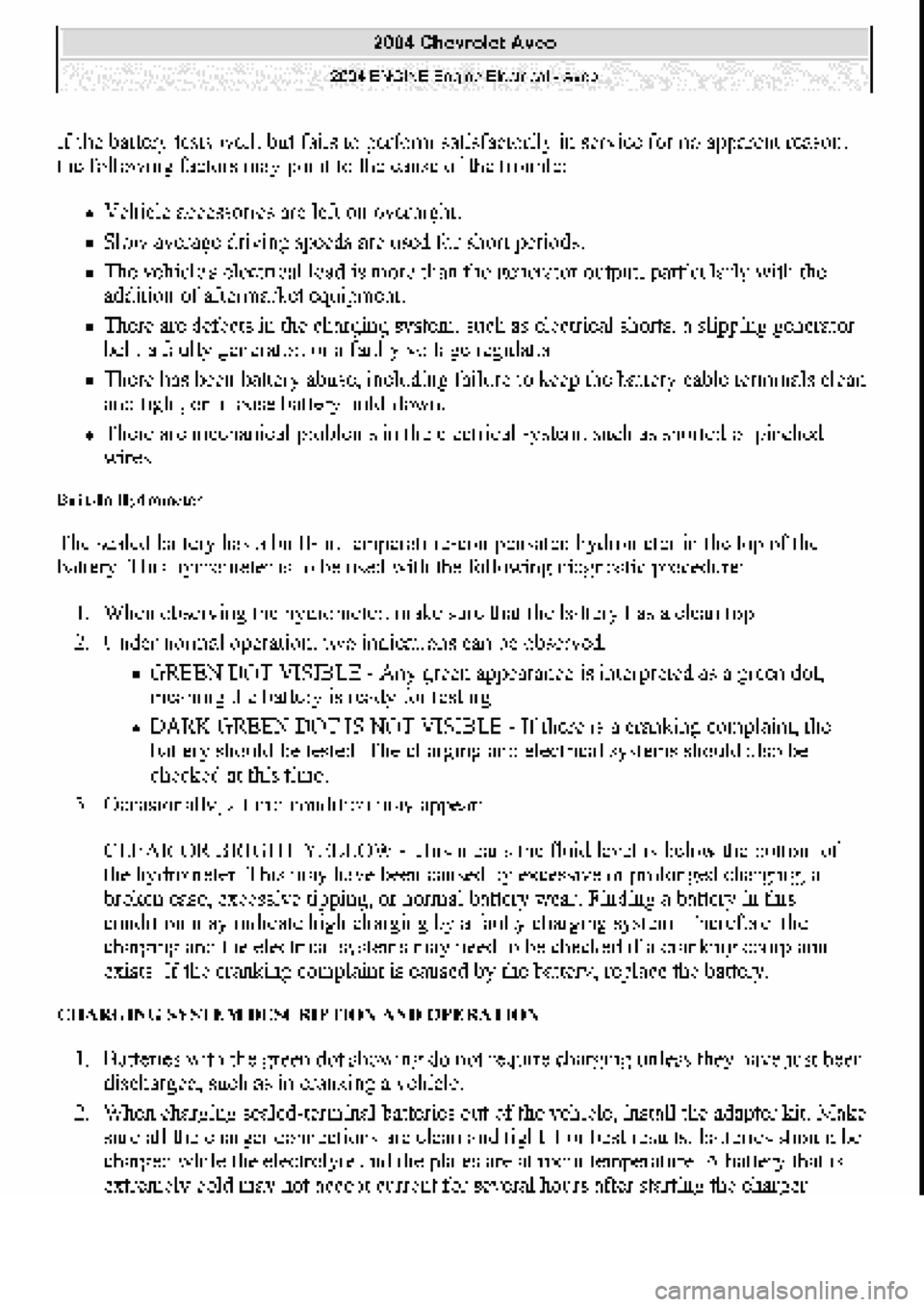 CHEVROLET AVEO 2002  Service Repair Manual 