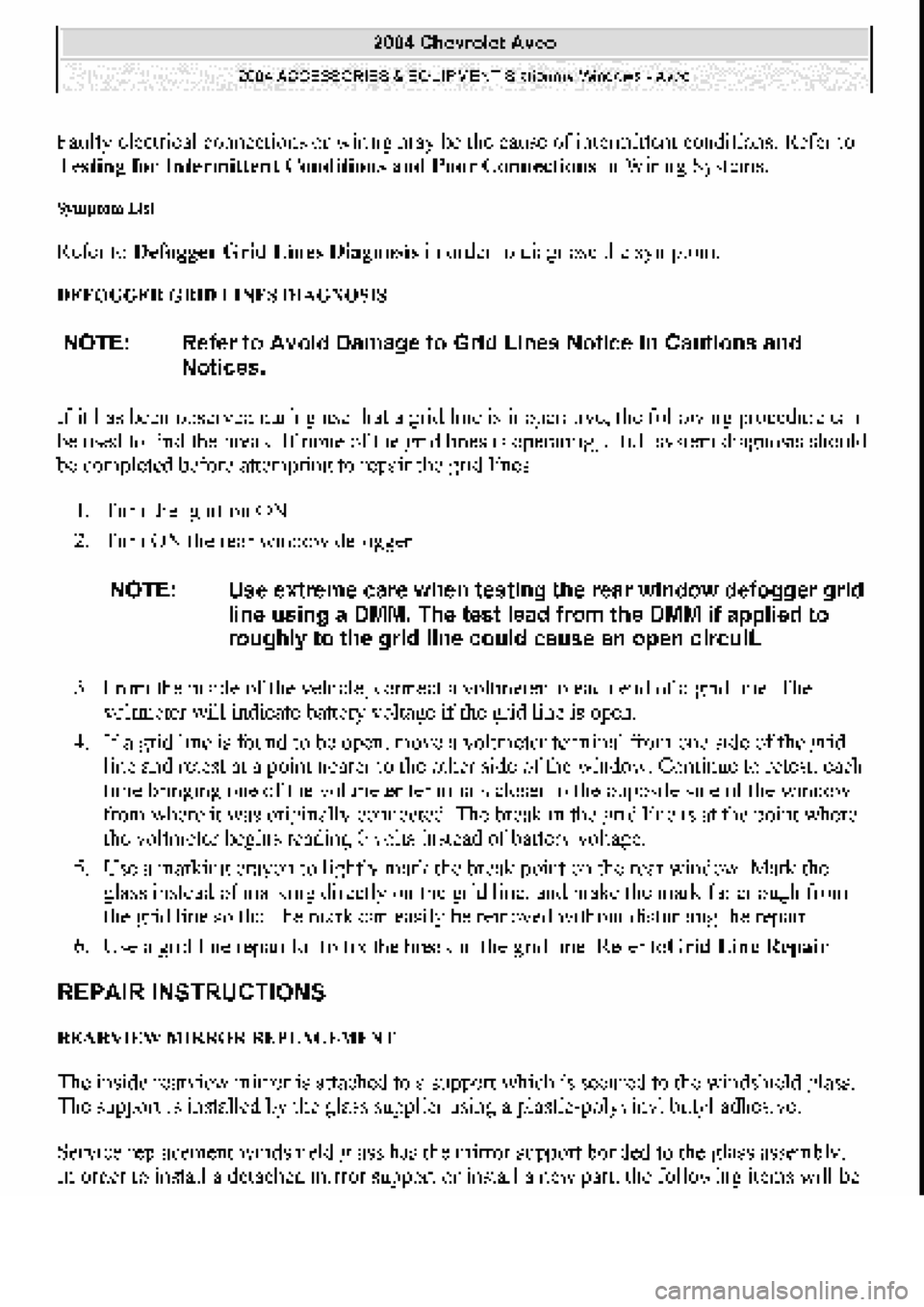 CHEVROLET AVEO 2002  Service Repair Manual 